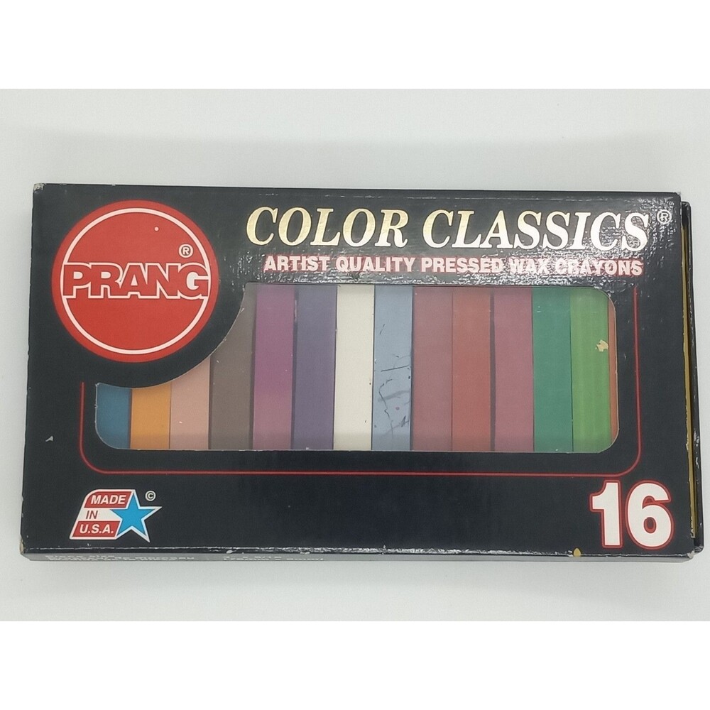 PRANG COLOR CLASSICS PRESSED WAX CRAYONS #97816 Made USA PRE-OWNED BOX 16 Vtg.